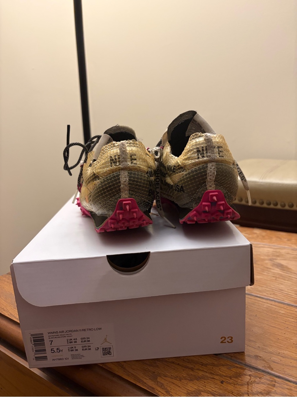 Size W7.5 Nike X Off-White Waffle Racer Fuchsia W - Picture 2 of 7